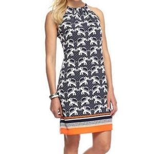 Crown And Ivy Elephant Print Halter Dress Keyhole Tie Back Women's Size Small